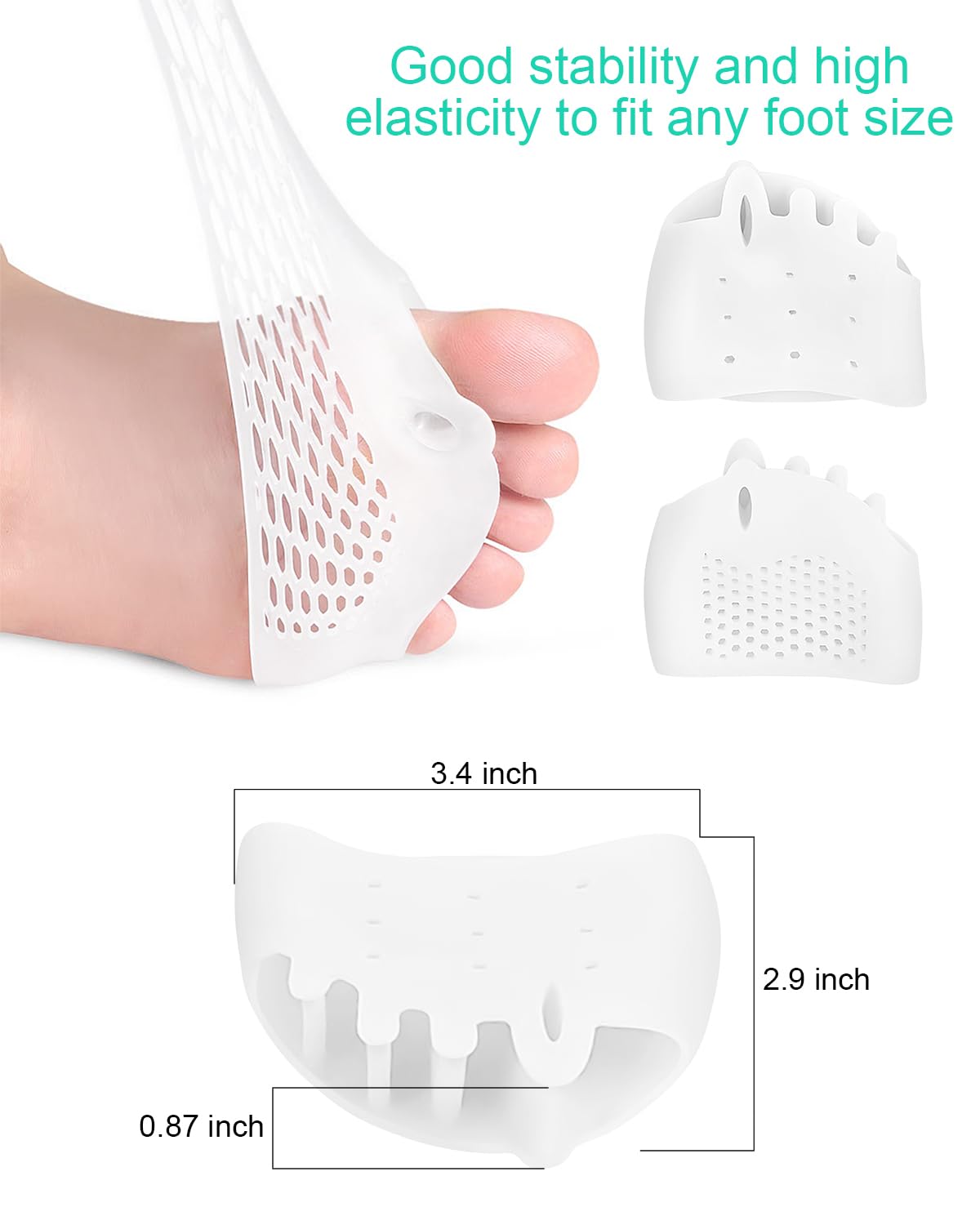 PGRODE 3 Pairs Metatarsal Pads Toe Spacers Separators for Bunion Correction, Soft and Breathable Foot Cushion Hammertoe Corrector for Women Men Feet Relief
