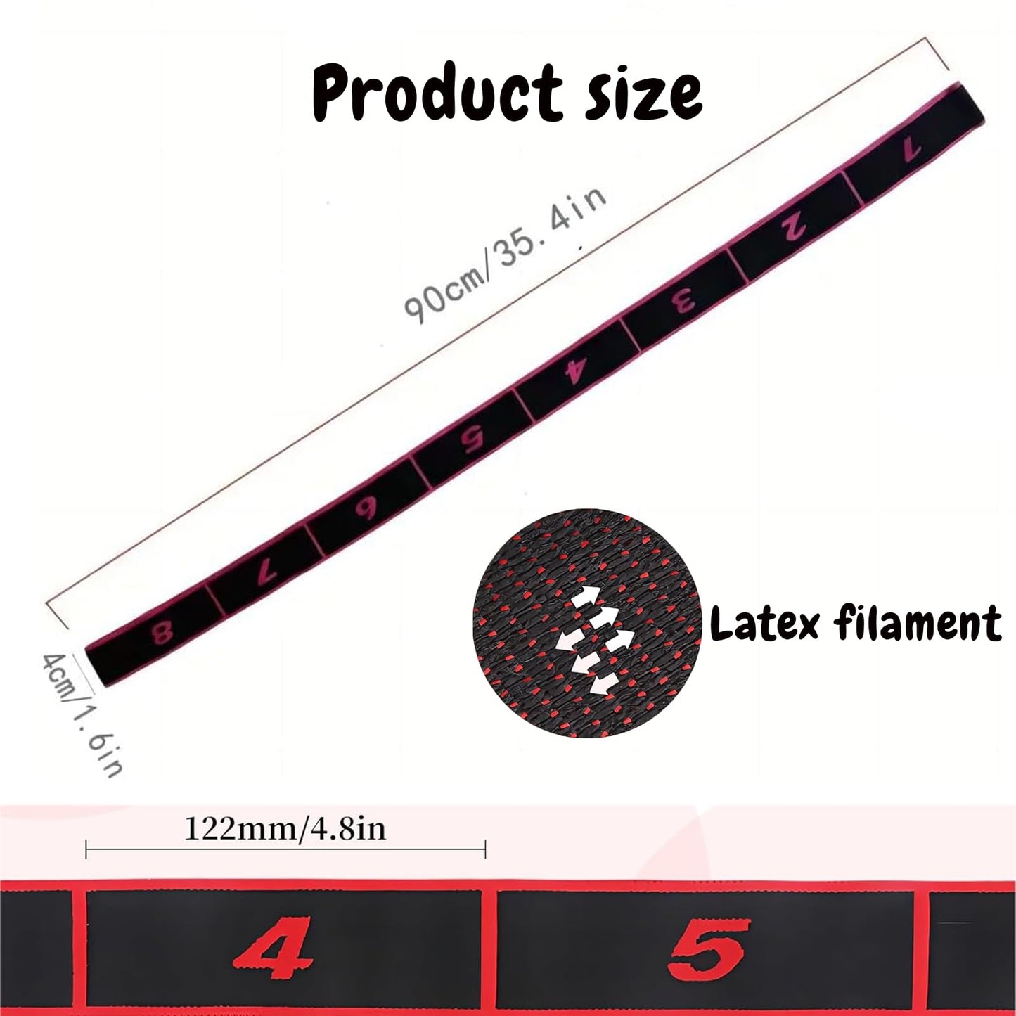 （2Pcs） Numbered Resistance Bands for Glutes & Yoga, Adjustable Pull Rope for Full Body Workout, Arm Leg Exercise Equipment for Home Gym Training(Red&Purple