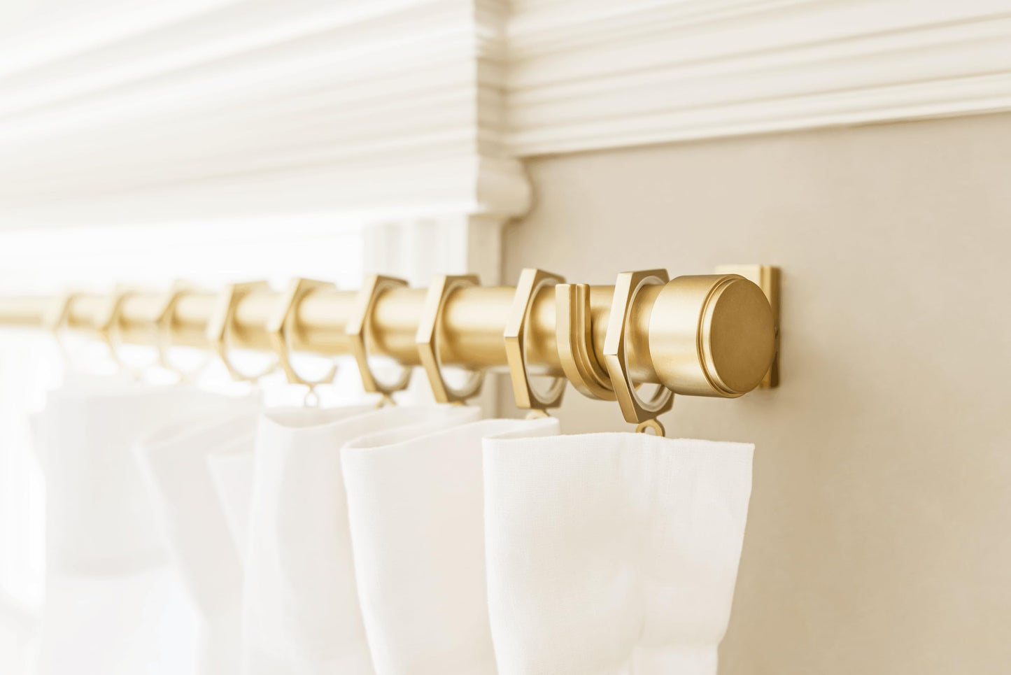 BlastHome® Non-Adjustable Luxury Extra Long Curtain Rod, 1 ¼” Rod Set, 14 foot Fixed Length (Three Rods Connect for a Seamless Look), Brushed Gold