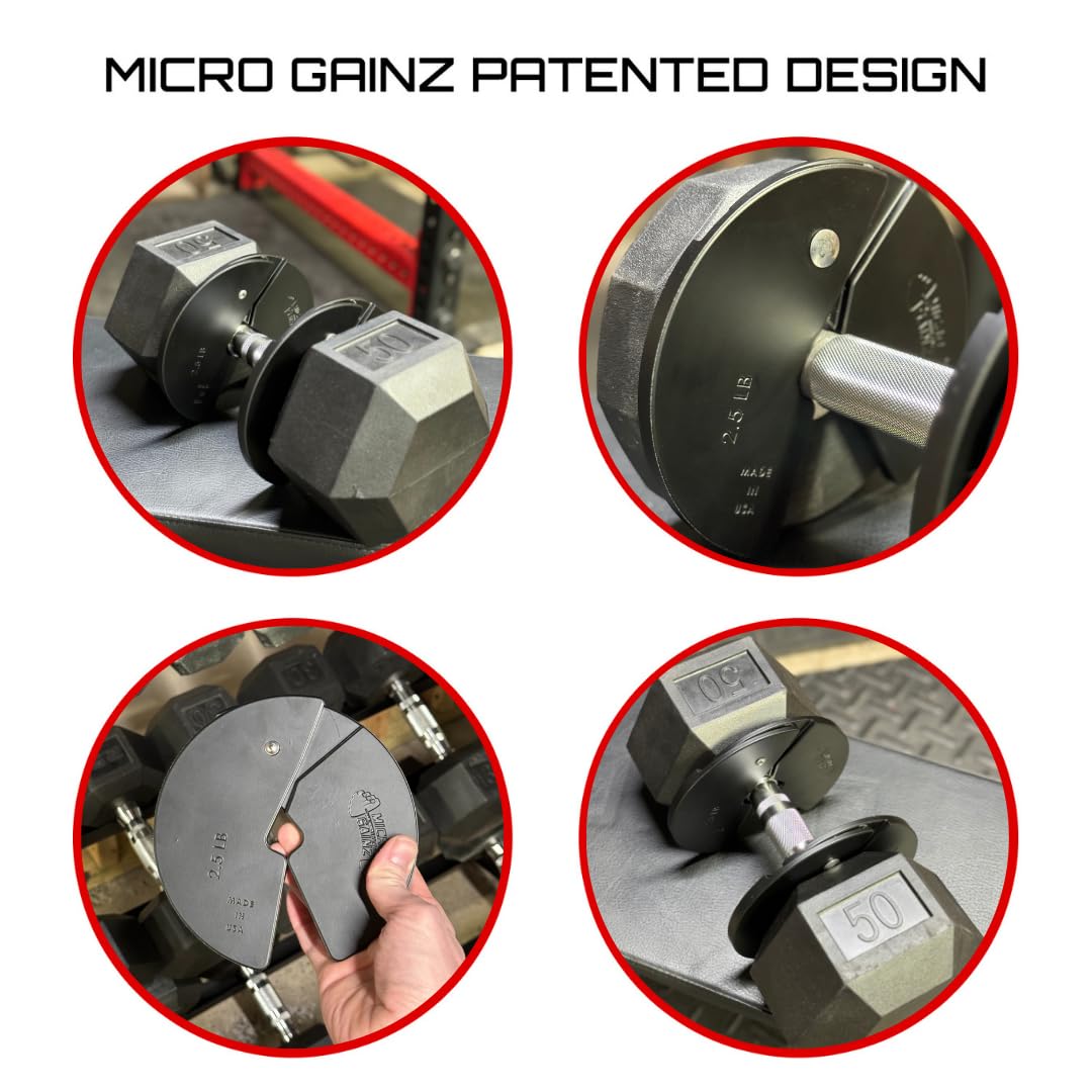 Micro Gainz Dumbbell Fractional 2.5 lb Weight Plate, Ideal for Micro Loading, (Choose Color) 2 Piece Fractional Weight Plates, Designed for Dumbbell Training, Made In USA (Black)
