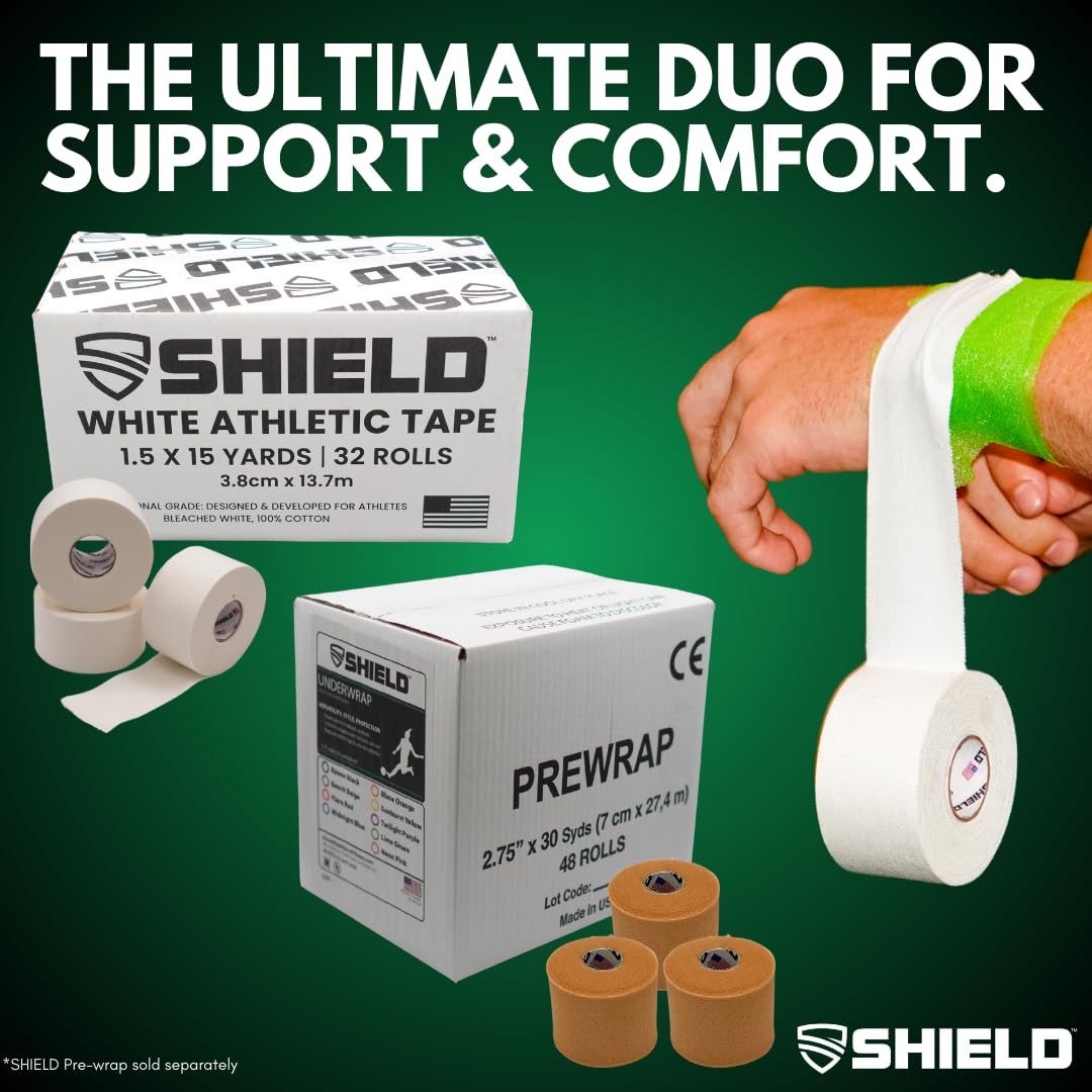 SHIELD Black Athletic Tape - 32-Roll Bulk Pack - 1.5 in x 15 yd