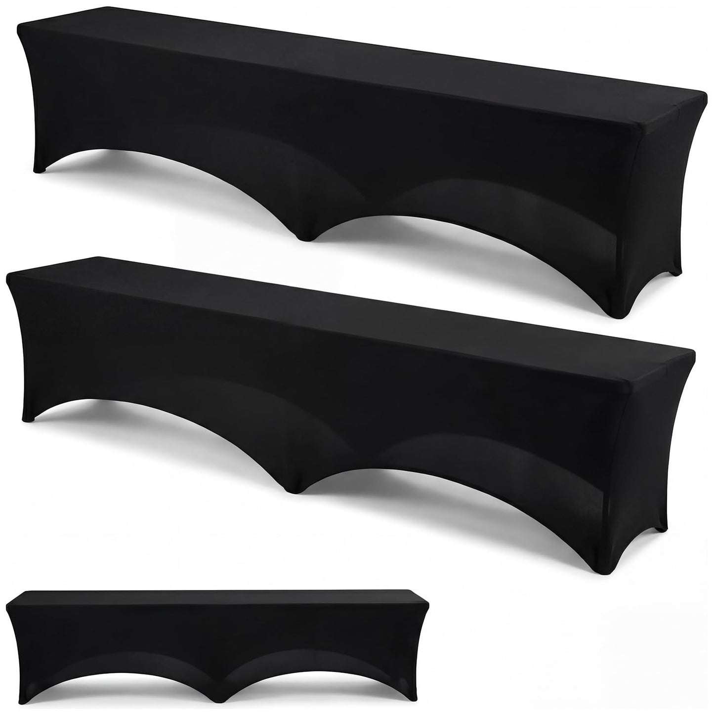 Hillsuren 2 Pack Black 6ft Stretch Bench Covers Folding Bench Cover Spandex Chair Cover Wrinkle Resistant Removable and Washable Chair Covers for Weddings Party Craft Show Display Events