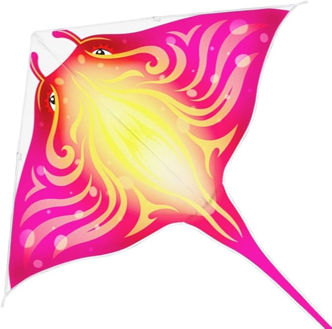 Mint's Colorful Life Devil Fish Kite for Kids and Adults，Easy to Fly Delta Kites Single Line Large, 300ft Kite String Handle Include