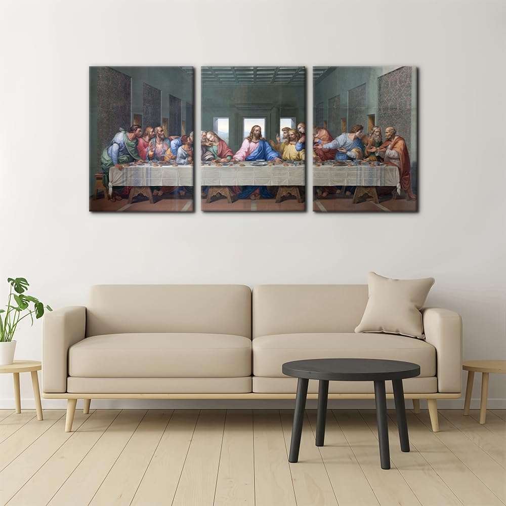 Pacimo 3 Pieces Classic Canvas Wall Art Prints The Last Supper Painting Prints on Canvas Jesus Modern Artwork Giclee Gallery Wrap Wall Decor Stretched and Framed Ready to Hang- 20"x28"x3