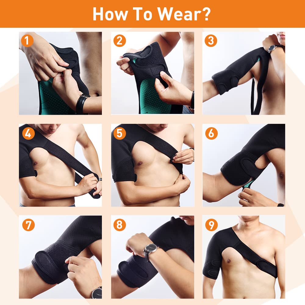 HUEGLO Shoulder Brace for Men and Women,Adjustable Shoulder Support for Torn Rotator Cuff,Shoulder Compression Sleeve for AC Joint Pain Relief,Dislocation, Bursitis,Large (Right)