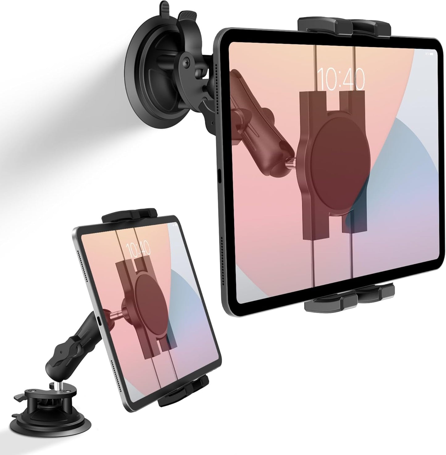 Keuvirya 4.7-12.9" 12.9 360 Heavy Duty Aluminum iPad Suction Mount for Truck Car, Anti-Shake Dashboard Windshield