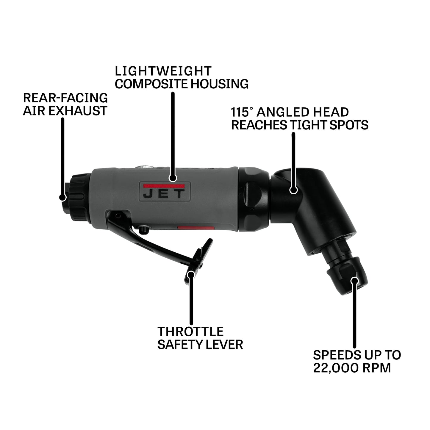 JET 1/4-Inch Angle Composite Die Grinder, 22000 RPM (Model JAT-416)