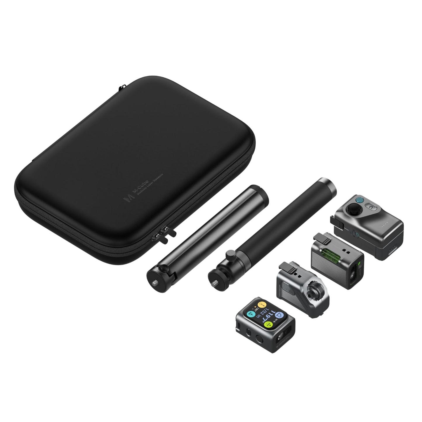HOZO M-Cube Pro Laser Measuring Tool Combo:4 Modules Build to Adapt, M-Tripod & M-Protection Case, Rechargeable Modular Laser Distance Meter with Bilateral Laser, Digital Scale Roller | Bluetooth App