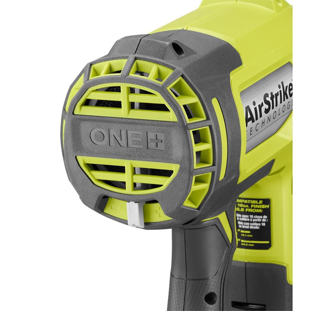 RYOBI ONE+ 18V 16-Gauge Cordless AirStrike Finish Nailer (Tool Only), P326, Green