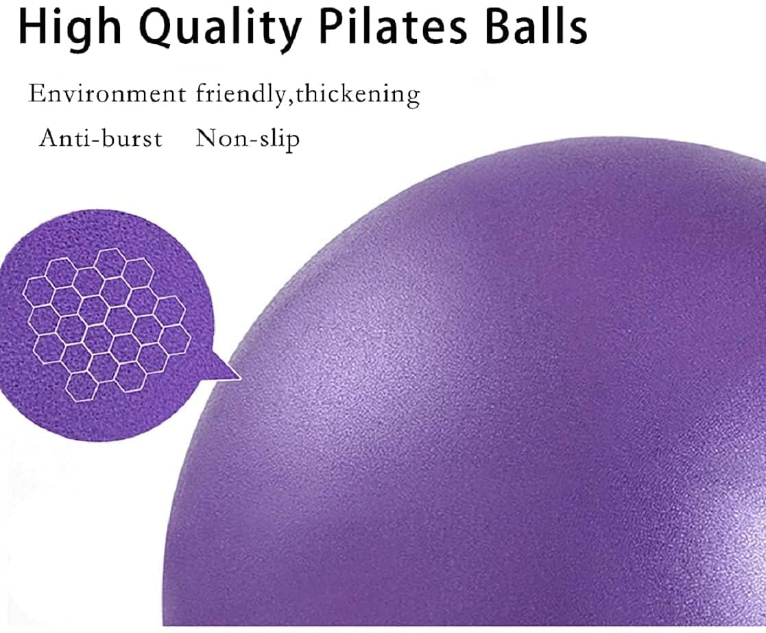 JUFANGFIN 9-Inch Pilates Exercise Ball for Yoga, Barre, Fitness & Physical Therapy Mini Squishy Balance Ball for Home Workouts(6PCS-Purple)