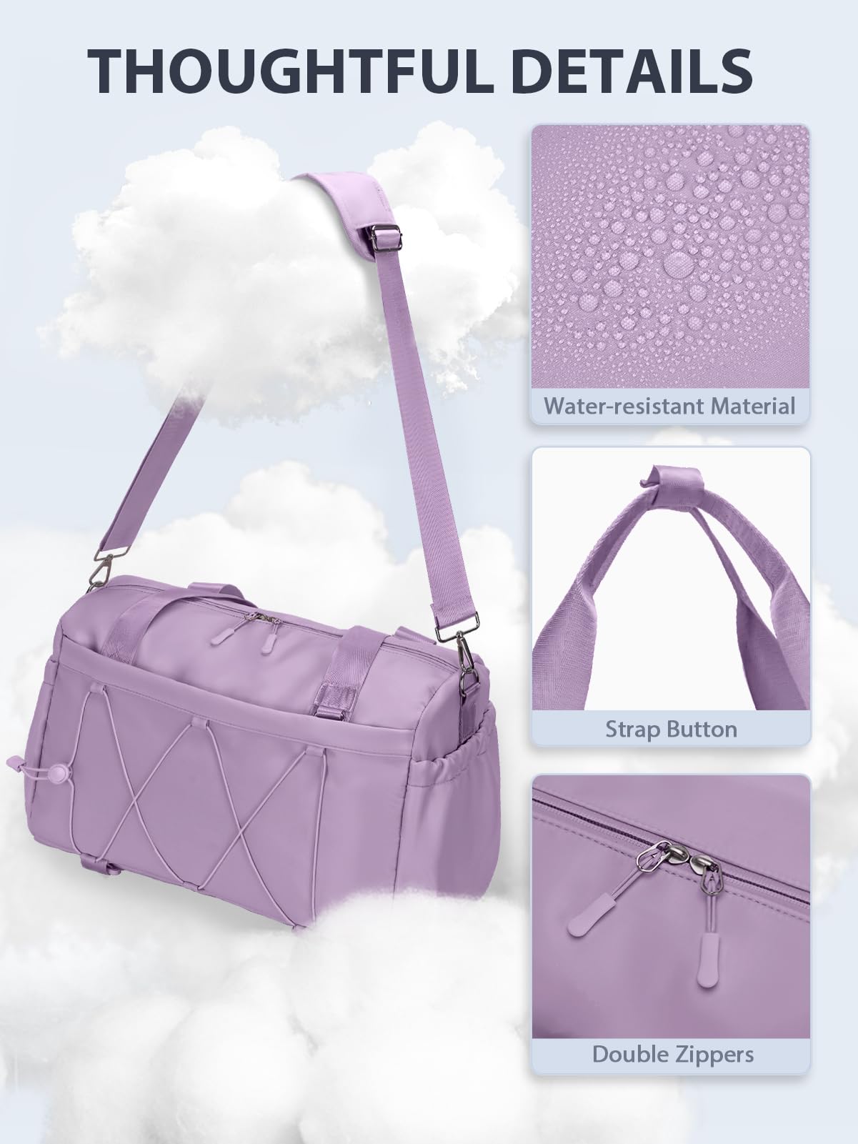 Small Gym Bag for Women with Yoga Mat Holder and Wet Compartment, Mini Gym Duffle Bag Yoga Bag with Water Bottle Pocket for Workout Travel, Purple