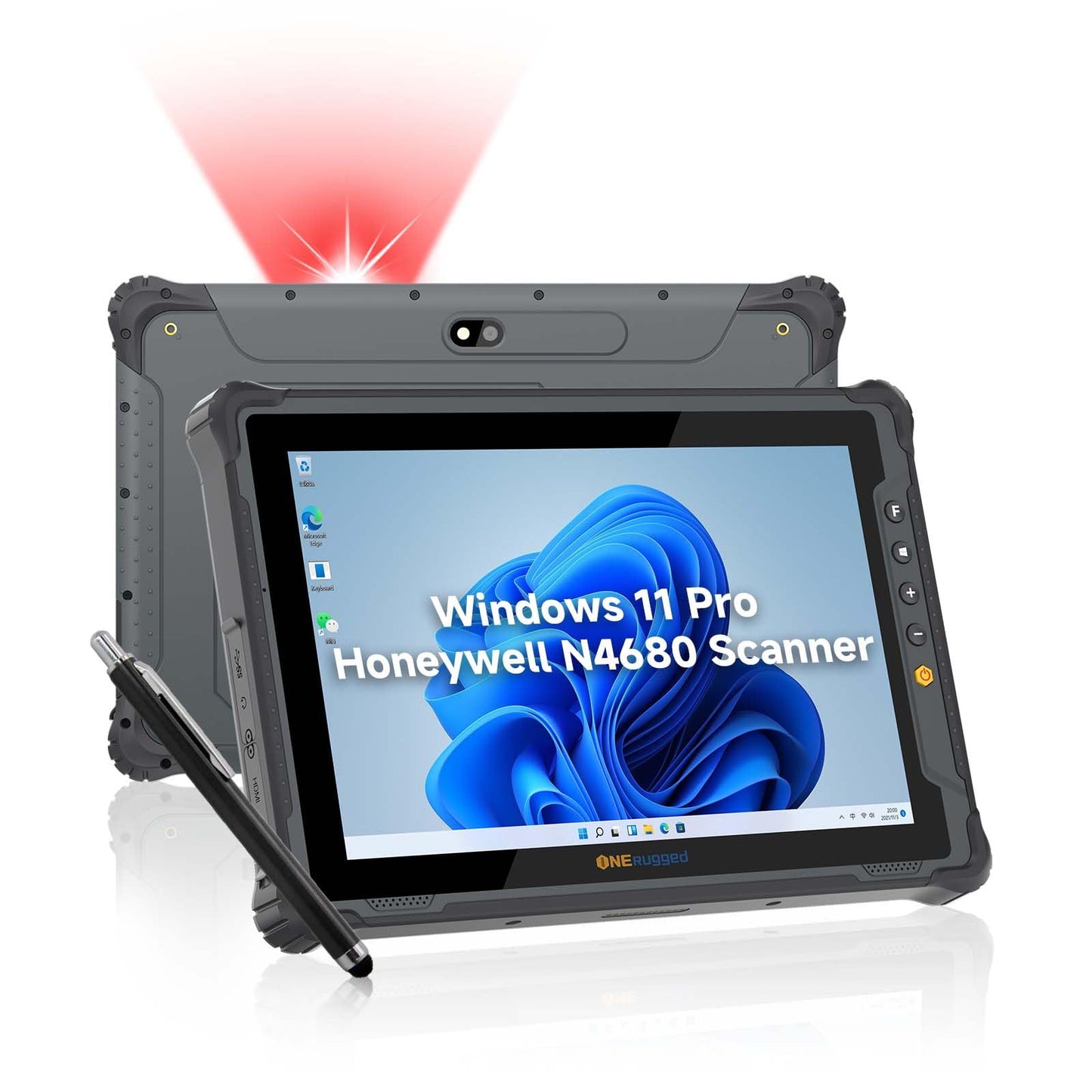 ONERugged Rugged Tablet with Barcode Scanner M80J, 8 inch Windows 11 Pro Enterprise Tablet w/Honeywell N4680 Scan Engine, 1D/2D QR Inventory Scanner, 8GB+128GB Industrial Work PC for WMS, Retail