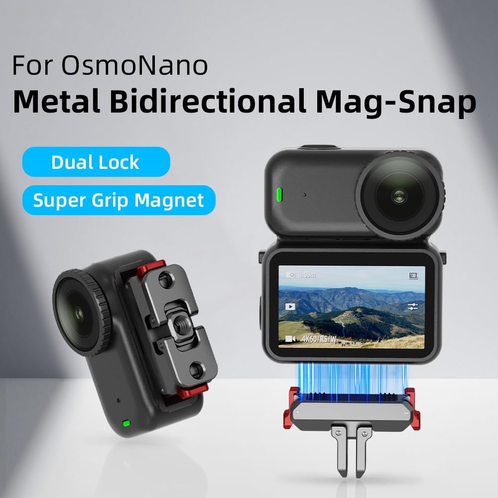 DFTIM 6 1/4" Action Adapter Mount, Aluminum Alloy Quick Release Magnetic for DJI Osmo Nano, Foldable Magnetic Expansion