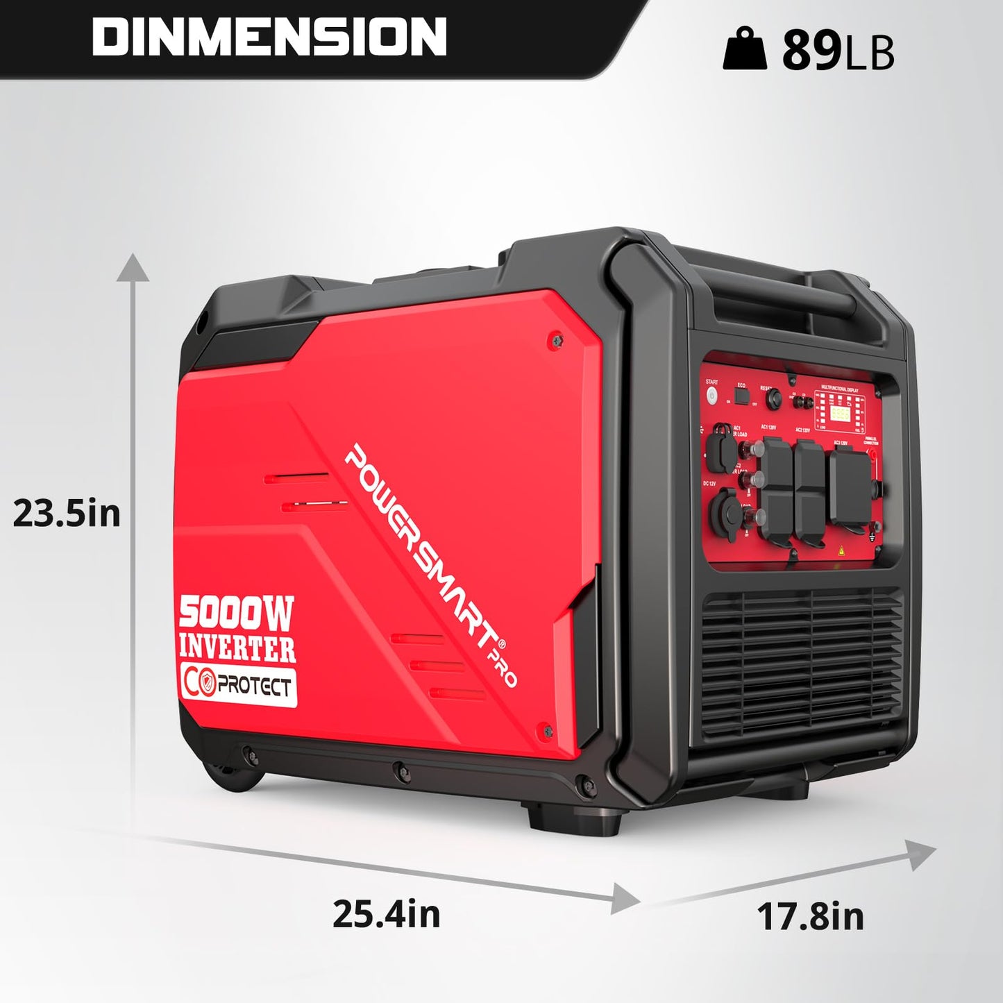 PowerSmart 5000W Portable Inverter Generator, Gas Powered Quiet with Electric Start & CO Alarm, 223cc Engine Eco-Mode Small Generator for Home Backup, Camping and RV Ready
