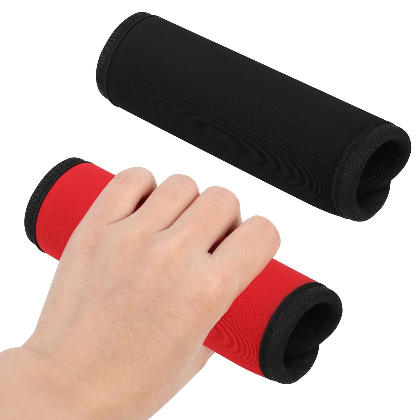 4 Pack Barbell Grips Pad, 2 Red 2 Black Dumbbell Handle Grips Barbell Grips for Weightlifting, Non-Slip Bar Wrap Cushion for Home Gym Fitness, Protective Pads Grip for Pull Up Bar, Horizontal Bar, Deadlift