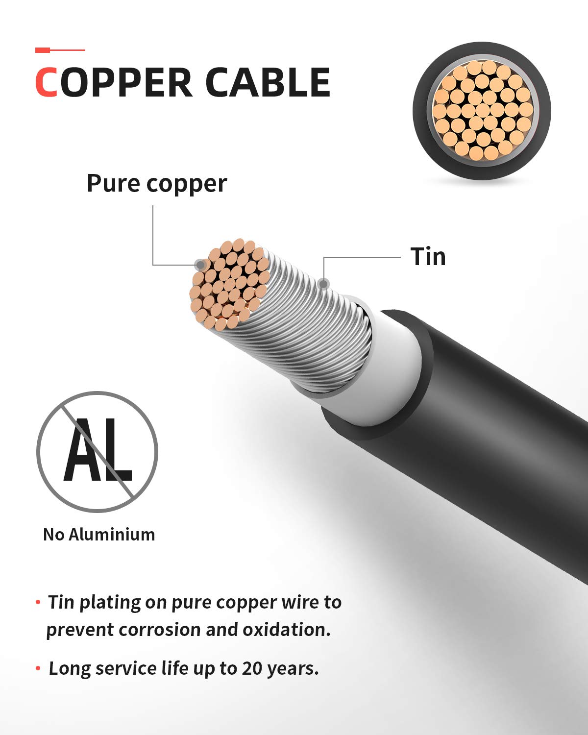 BougeRV 100Feet 10AWG Solar Extension Cable with Female and Male Connector with Extra Pair of Connectors Solar Panel Adaptor Kit Tool (100FT Red + 100FT Black)