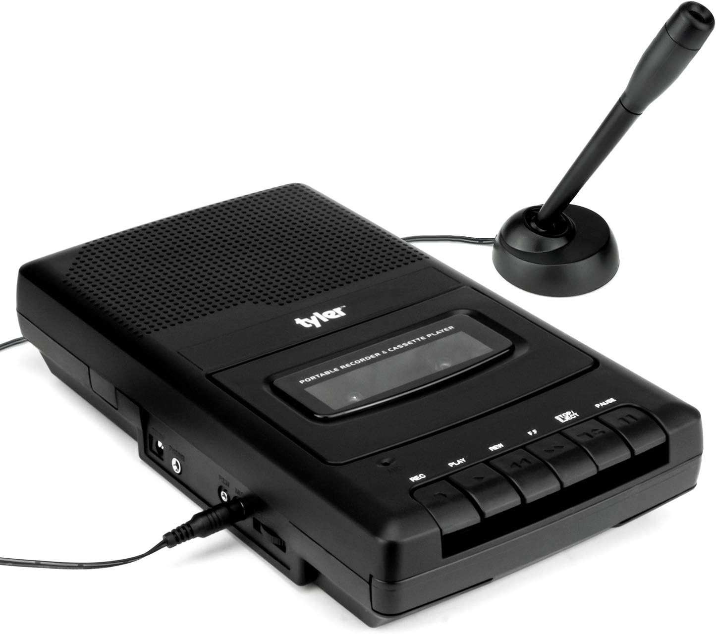 Tyler TCP-01 Cassette 120V Portable Player and Recorder - Retro Shoebox Style Music Device with Stand-Alone Microphone