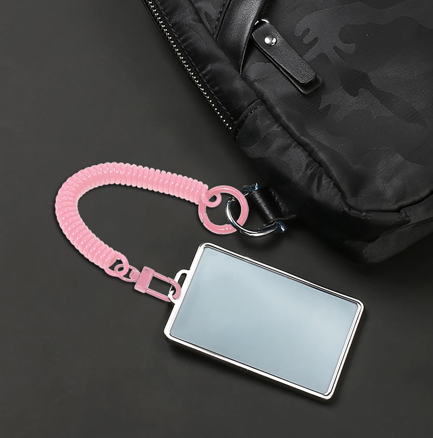 Mini Skater Retractable Coil Spring Keychain Stretchy Spirals Keyring for Work Keys ID Badge, Pack of 10 (Pink)