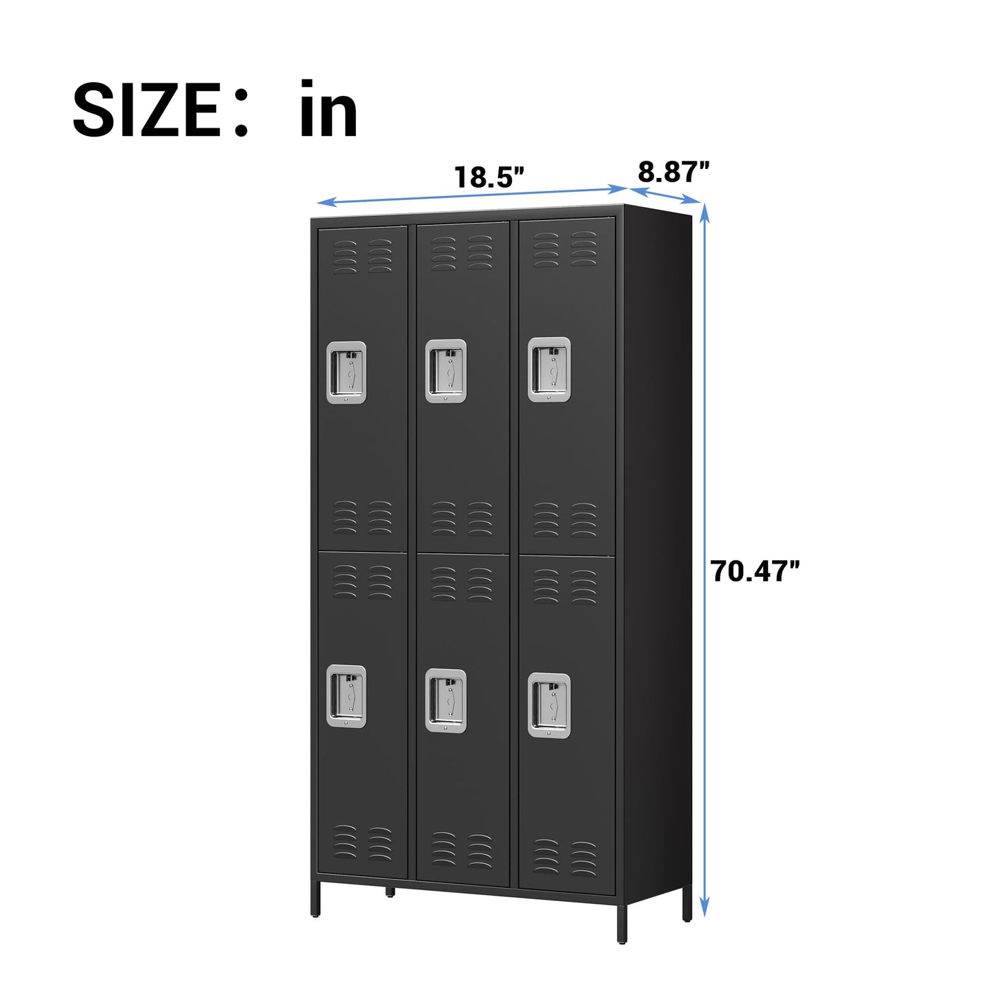 GAOMON 6 Door Metal Lockers, Industrial Double Lockers, Heavy Duty Steel Gym Lockers, Secure Storage Solutions, Perfect for Offices, Gyms, Schools and Homes, Metal Combination Lockers for Employees