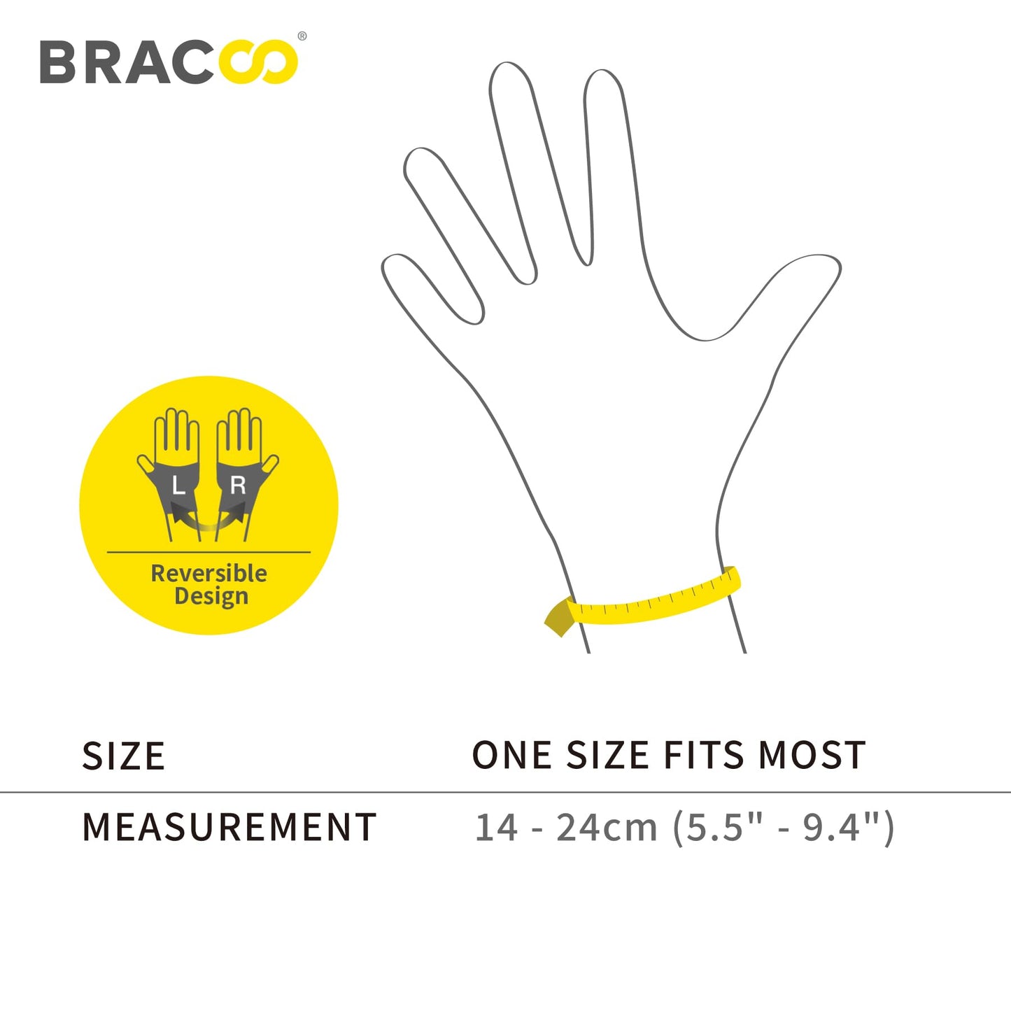 Bracoo Wrist Brace Compression Wrap – Adjustable Support Strap for Carpal Tunnel, Tendonitis, Arthritis, Pain Relief – Fitness & Weightlifting Wristband – Left or Right Hand – WS10