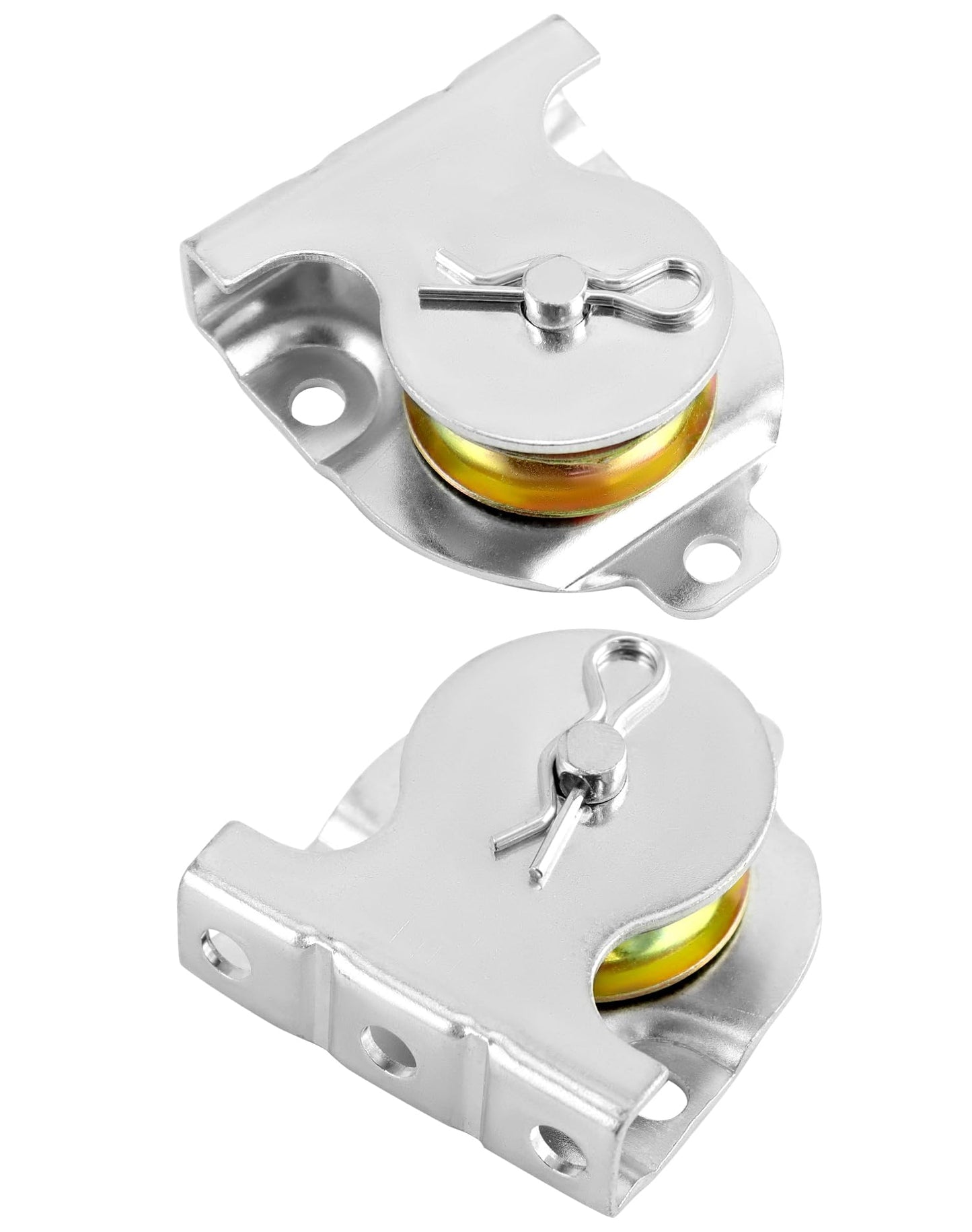 QWORK Wall Mount Pulleys, 6 Pcs 1-1/2" Ceiling Mount Single Pulley V-Groove Pulley Hardware Accessories for 3/8" Wire or Rope, Working Load 420 Lbs