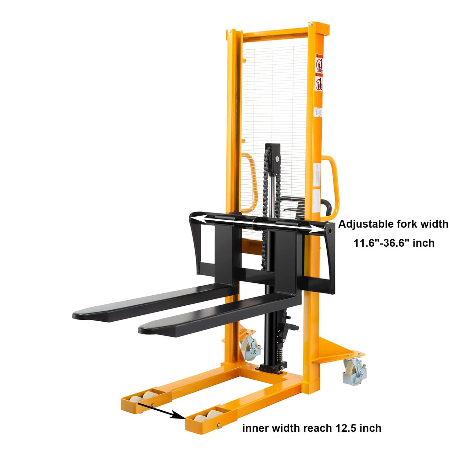 APOLLOLIFT 2 Pices Manual Stacker 2200lbs Capacity 63" Lift Height Pump Fixed Leg Lift Truck Pallet Stacker Suitable for Open Bottom Pallet