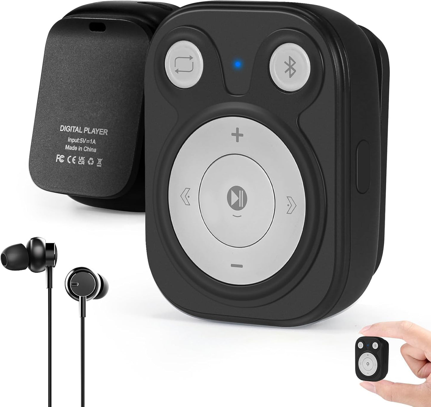 rgjzkgn 64GB MP3 5.3: 15 1000+ MP3 Clip Player with Bluetooth Hrs Battery Mini Music Player, Earphones Included, Songs