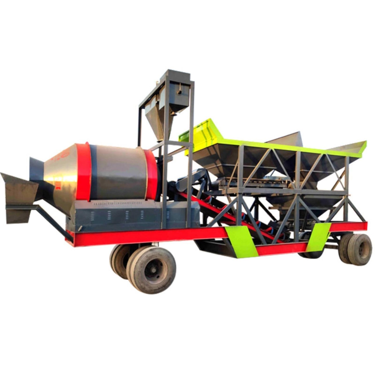 Portable Aggregate Mixing Plant, Small Concrete Batching Station with Cement Feeding System, Compact Mixer Plant for Construction Applications