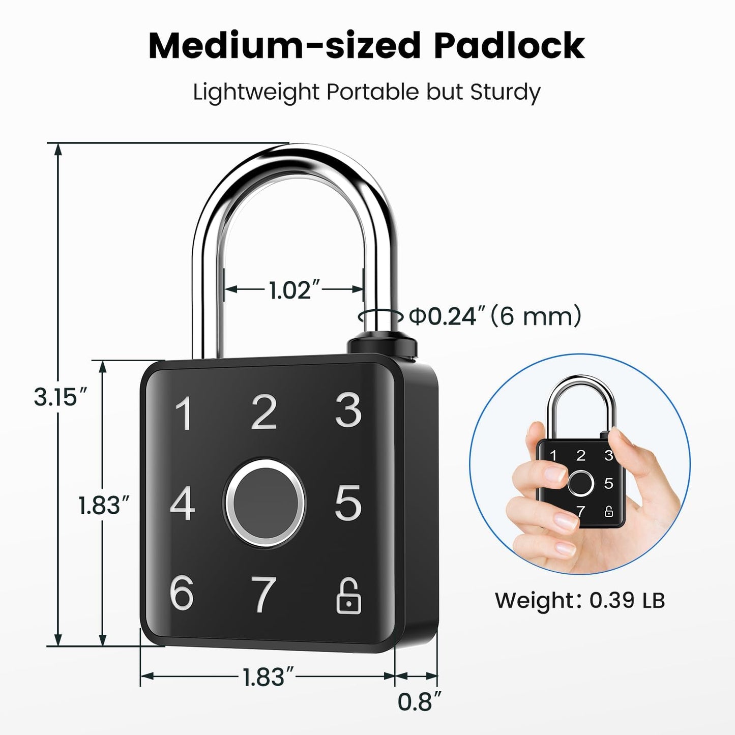 Lokko Gym Locker Lock, Fingerprint Smart Padlock Bluetooth RFID Keyless Biometric Lock for School Dorm Employee Locker, Toolbox