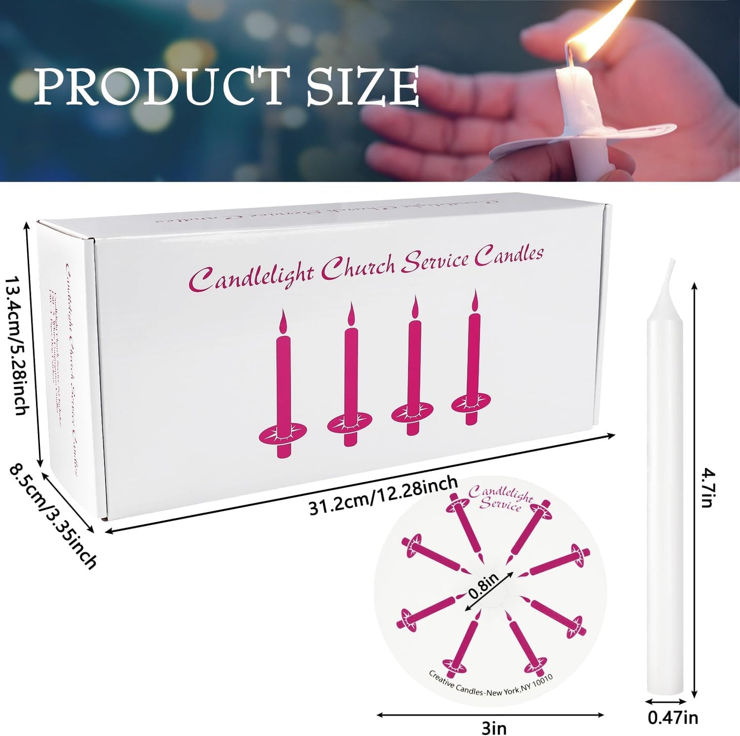 Skiennix Unscented White Church Candles - 150 Packs with Drip Protectors for Vigil Services