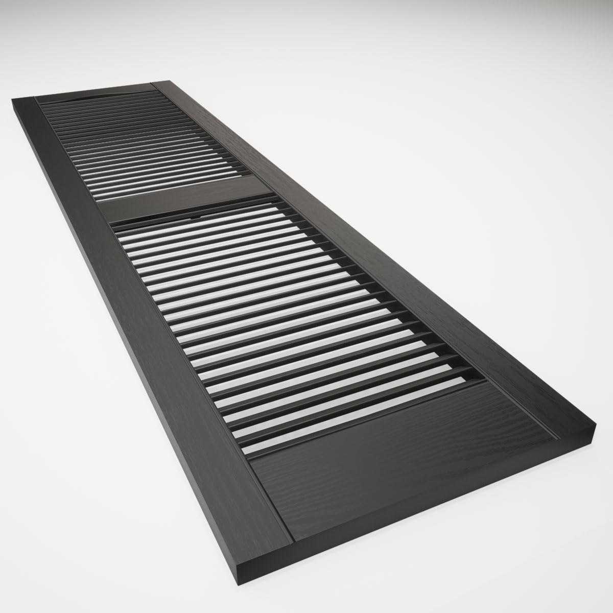 Ekena Millwork Lifetime Vinyl LL1S12X05200BL Standard Cathedral Top Center Mullion, Open Louver Vinyl Shutters, w/Installation Shutter-Lok's & Matching Screws (Per Pair), 12"W x 52"H, Black