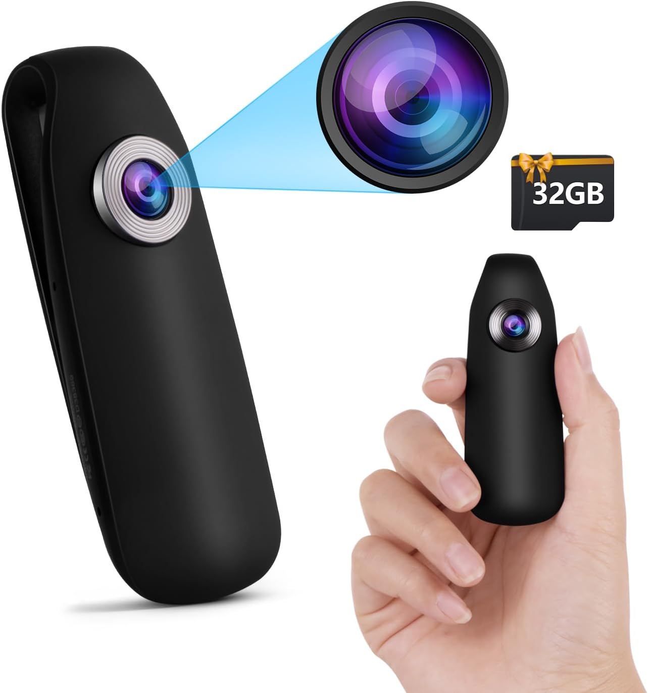 Bextgoo 1080P 32GB 7HR Body Camera, Body Cam, FHD, Built-in TF Card, Battery Life, Night Vision, Time Stamp,Back Clip