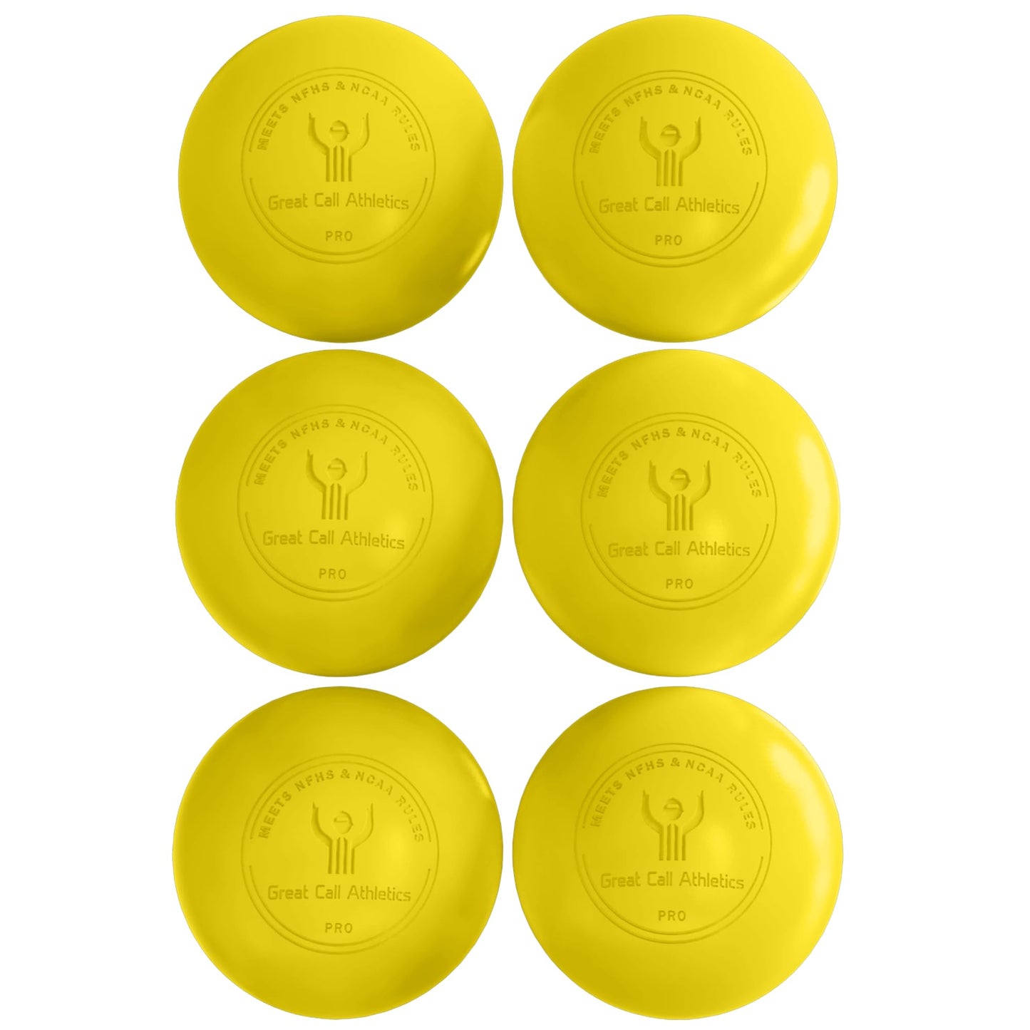 GCA Pro Lacrosse Official Game Ball NFHS College Approved Velocity 6 Pack LAX Field Tournament Rubber Practice (Yellow, 6 Balls)