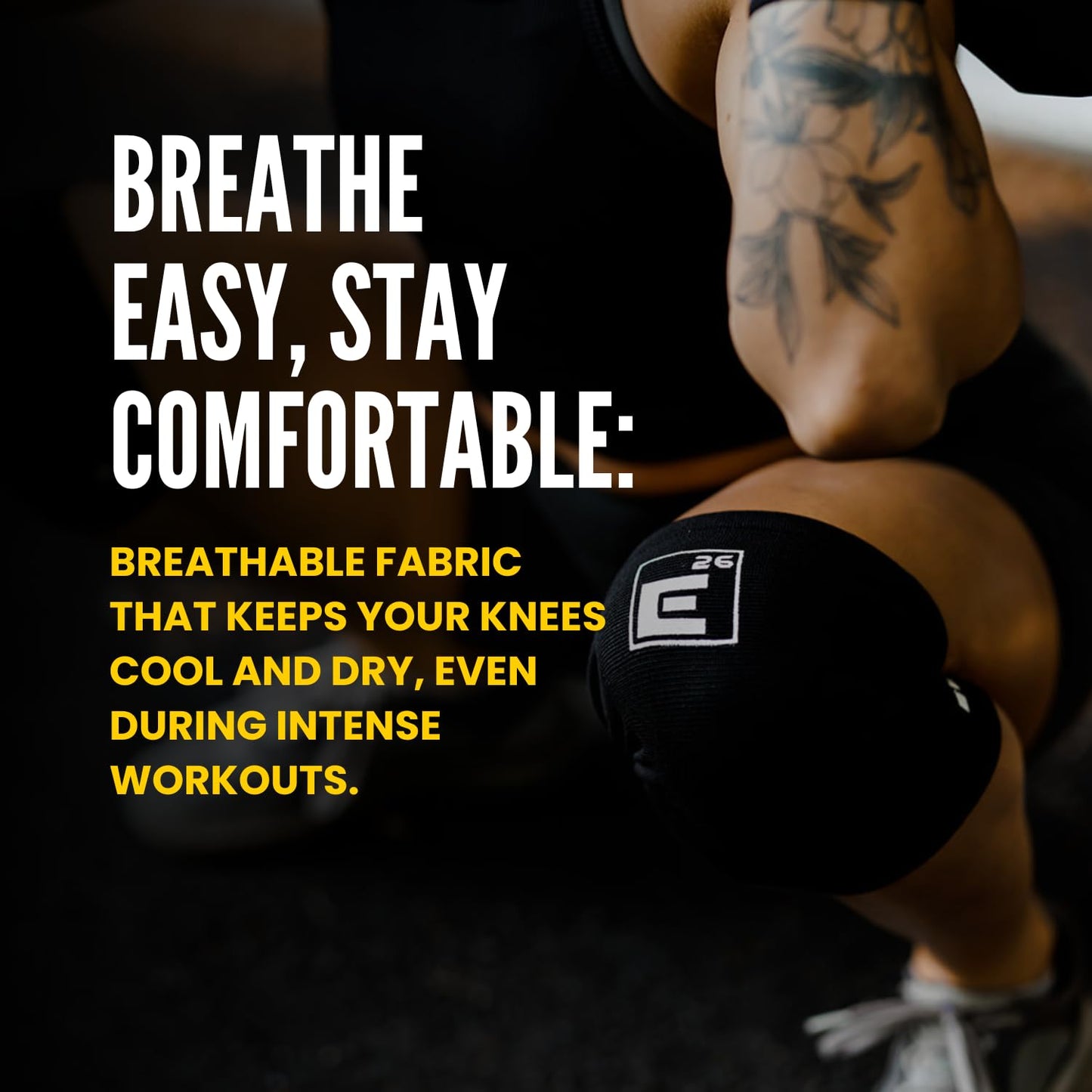 Element 26 Agility Knee Compression Sleeve - 1 Pair (3mm) Compression Knee Sleeve - Knee Support for Working Out - Running & Weight Lifting Knee Sleeves | For Men & Women (Medium, Black)