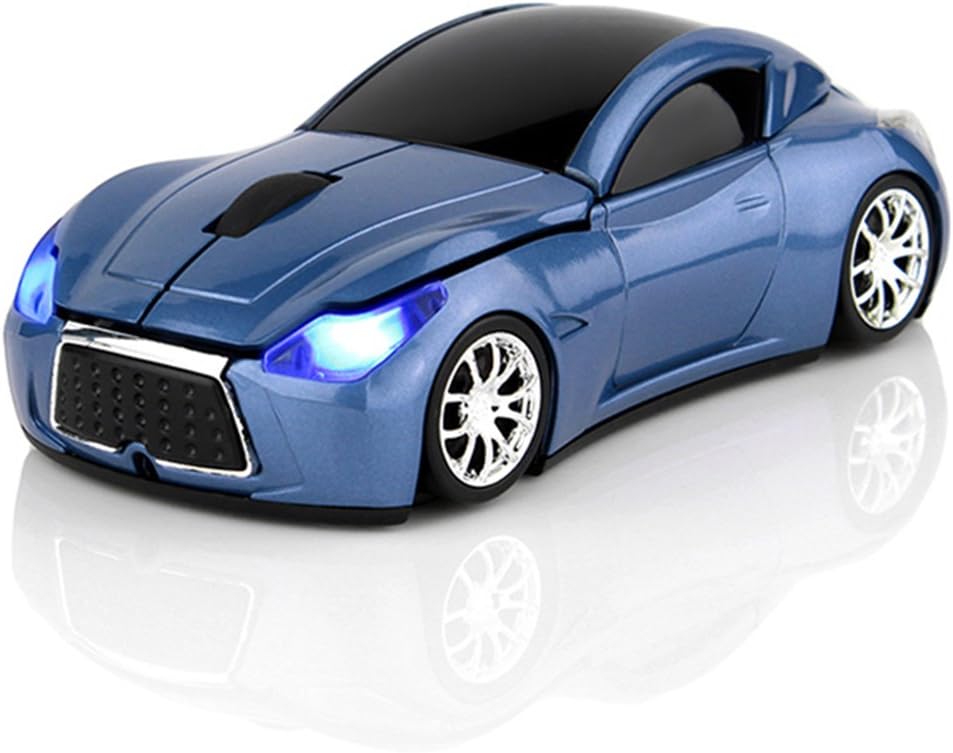Ai5G Mice Ai5G 2.4Ghz Race Car Mouse Wireless Sports Car Shaped Mouse Computer Optical Mice with Led Light for Desktop