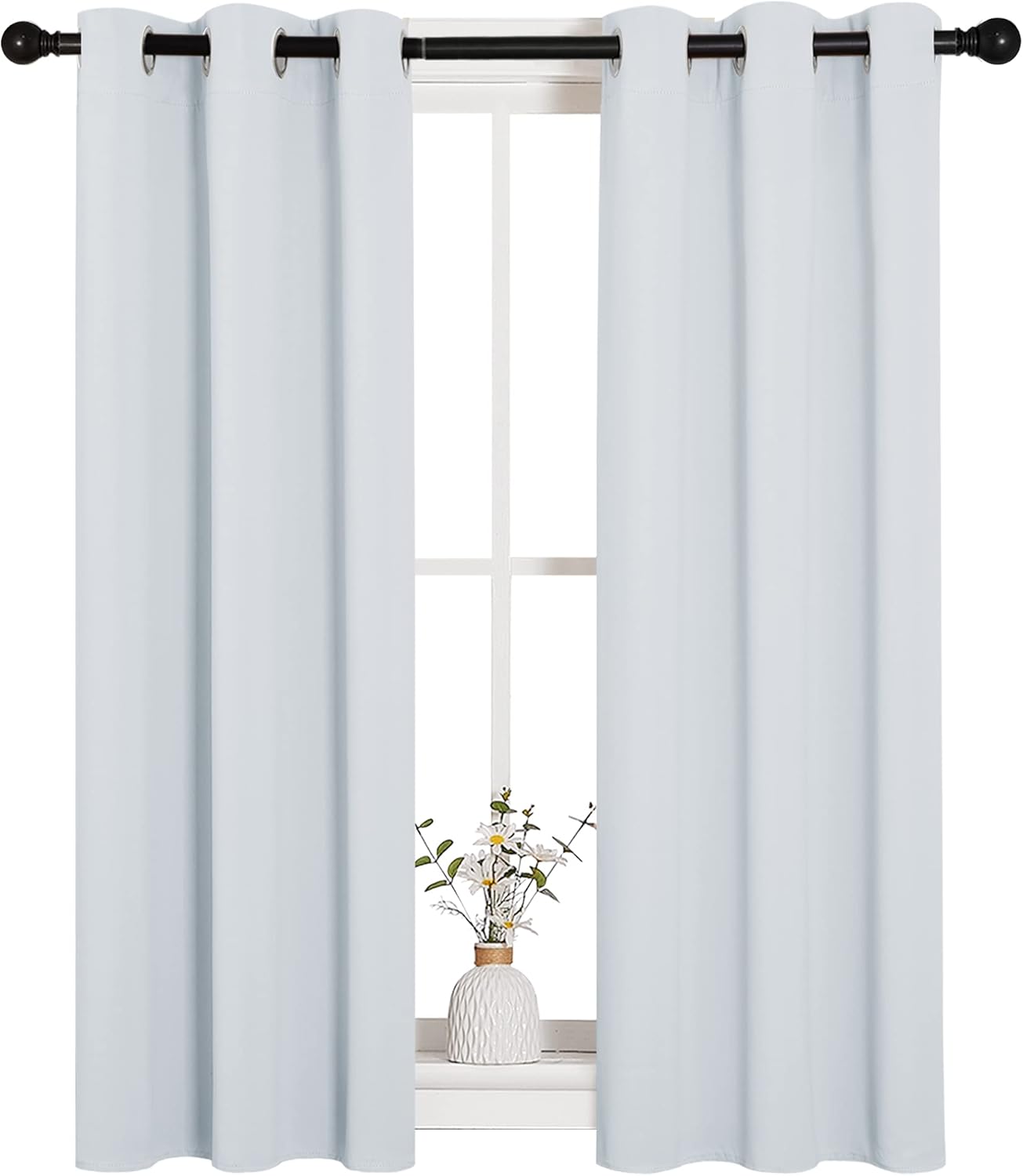 NICETOWN Room Darkening Curtains - Thermal Insulated Grommet Drapes for Bedroom | 2 Panels, 29x45, Platinum Greyish White
