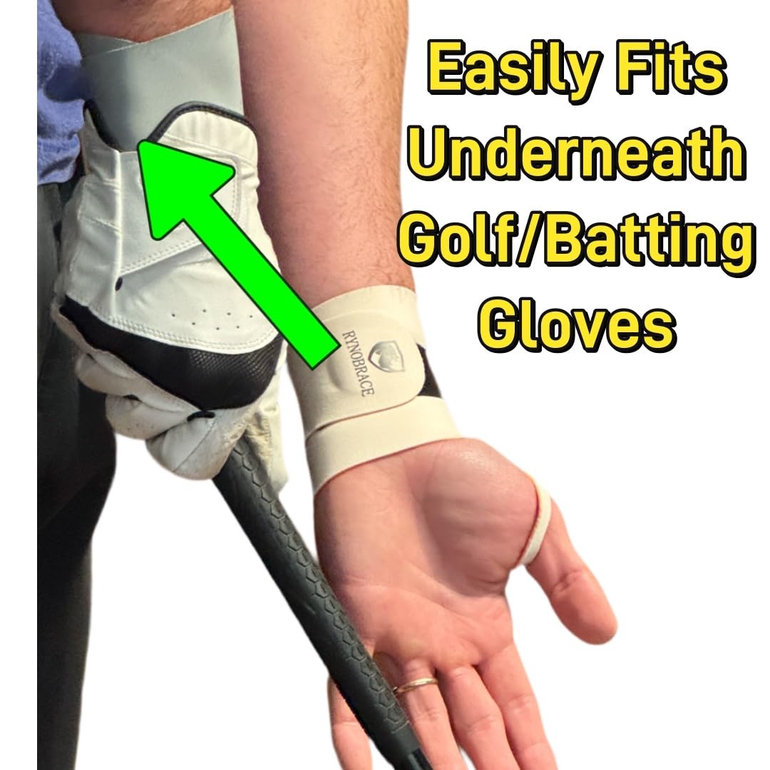 RynoBrace Wrist Support- Thin Adjustable Wrist Brace for Sports, Workouts, & Daily Use (Black)