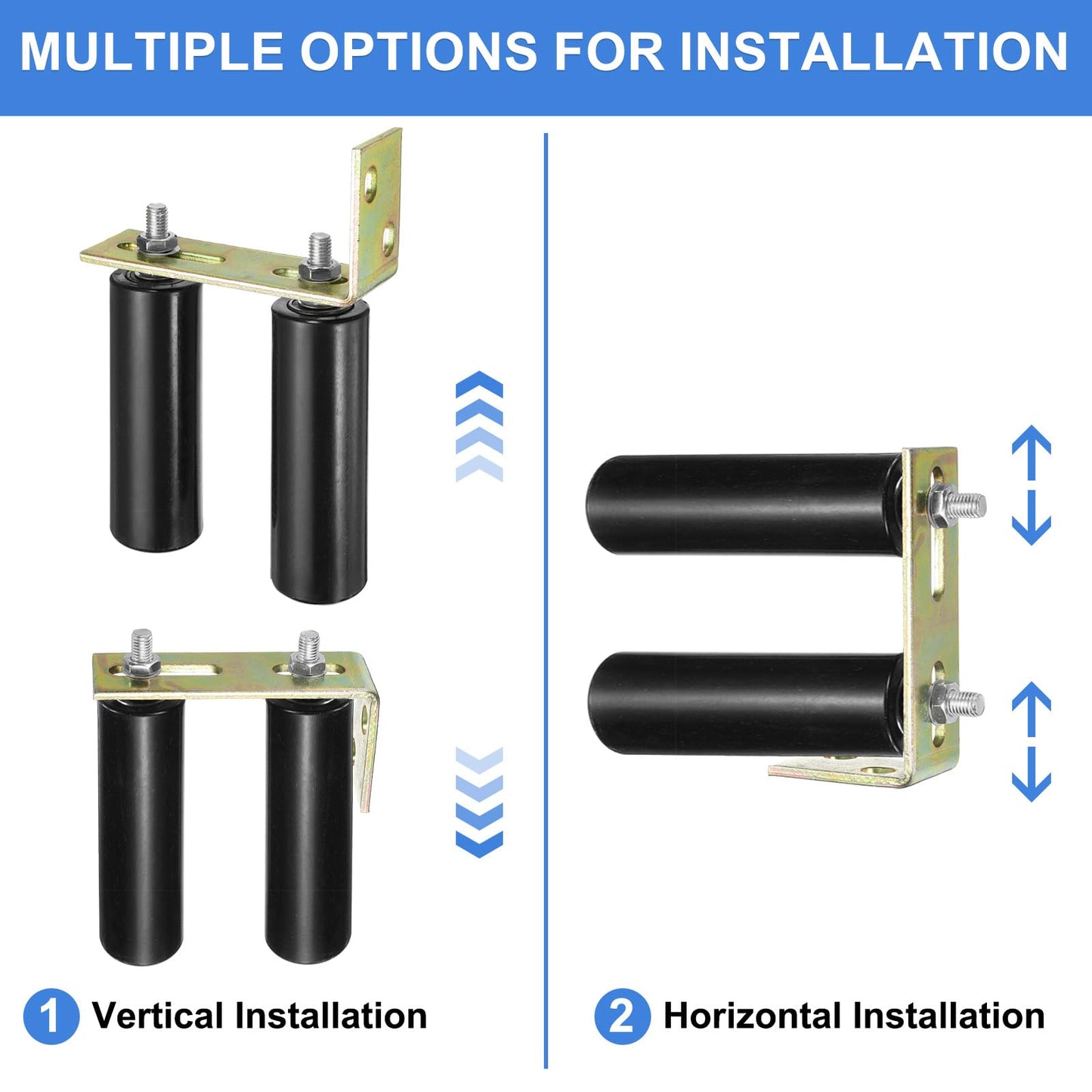 uxcell 2 Set Slide Gate Guide Roller, 6" Nylon Rollers Gate Support Assembly with L-Rear Post Bracket, Universal Sealed Ball Bearing Rolling Gate Guider for Sliding Door, Black