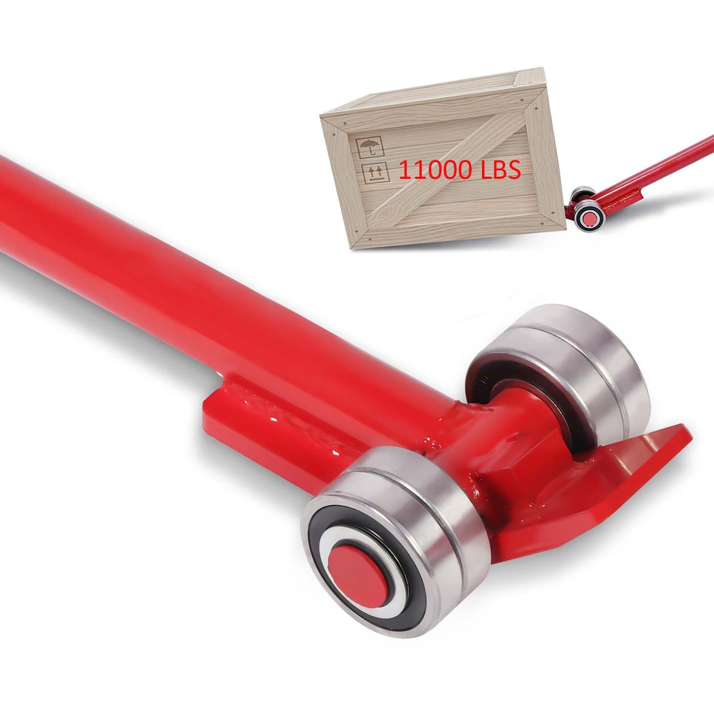 lesolar Pry Lever Bar 5T/11000LBS Load Capacity, 5FT Length Steel Handle Prylever Bar with Wheels, 59”Lifting and Handling Pry Bar for Large Pallets, Concrete Blocks, Heavy Duty Equipment Handling