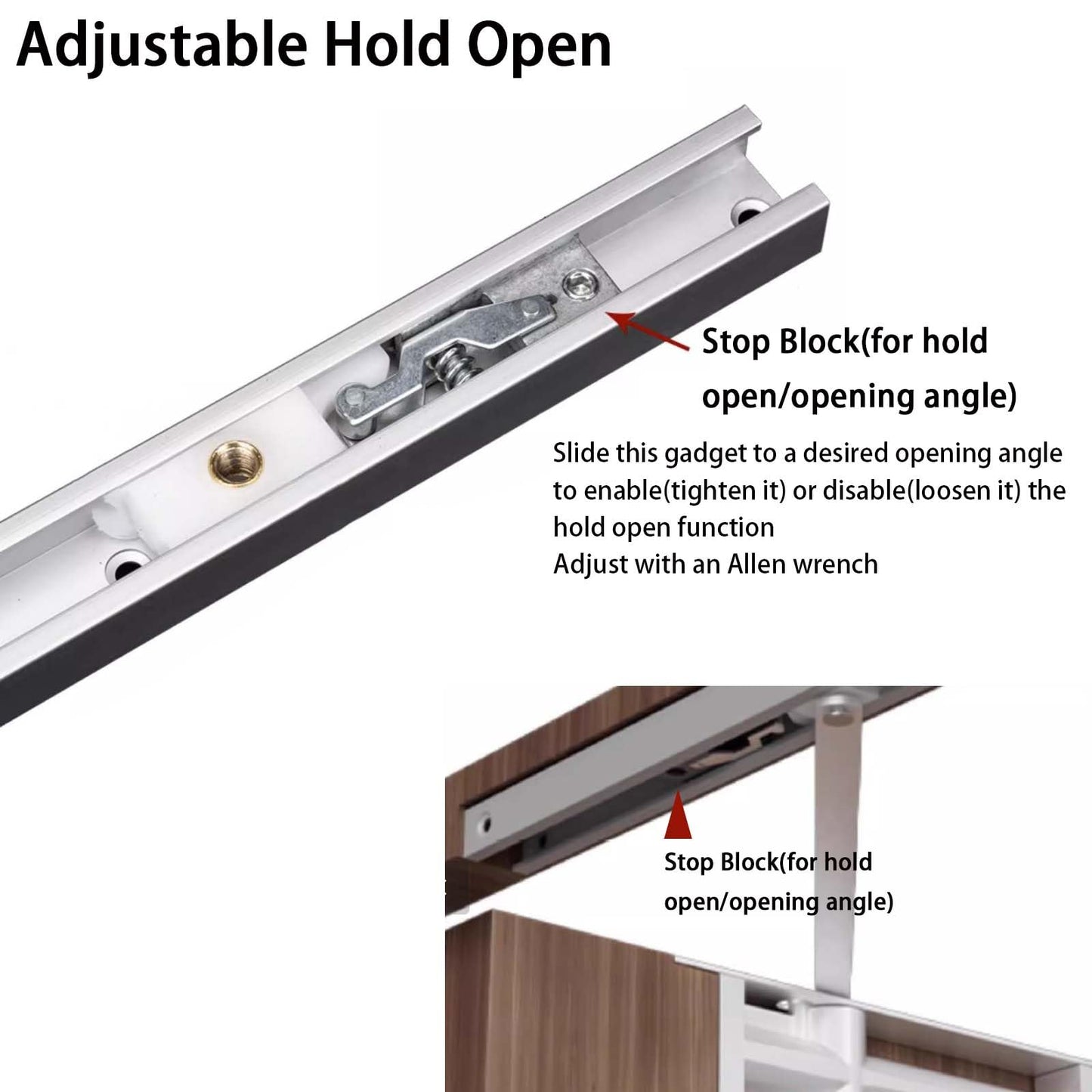 Silmium Concealed Door Closer, Adjustable Hold Open Angle & Closing Speed, Non-Handed Hydraulic Door Closers for Home, Soft Close, Silver