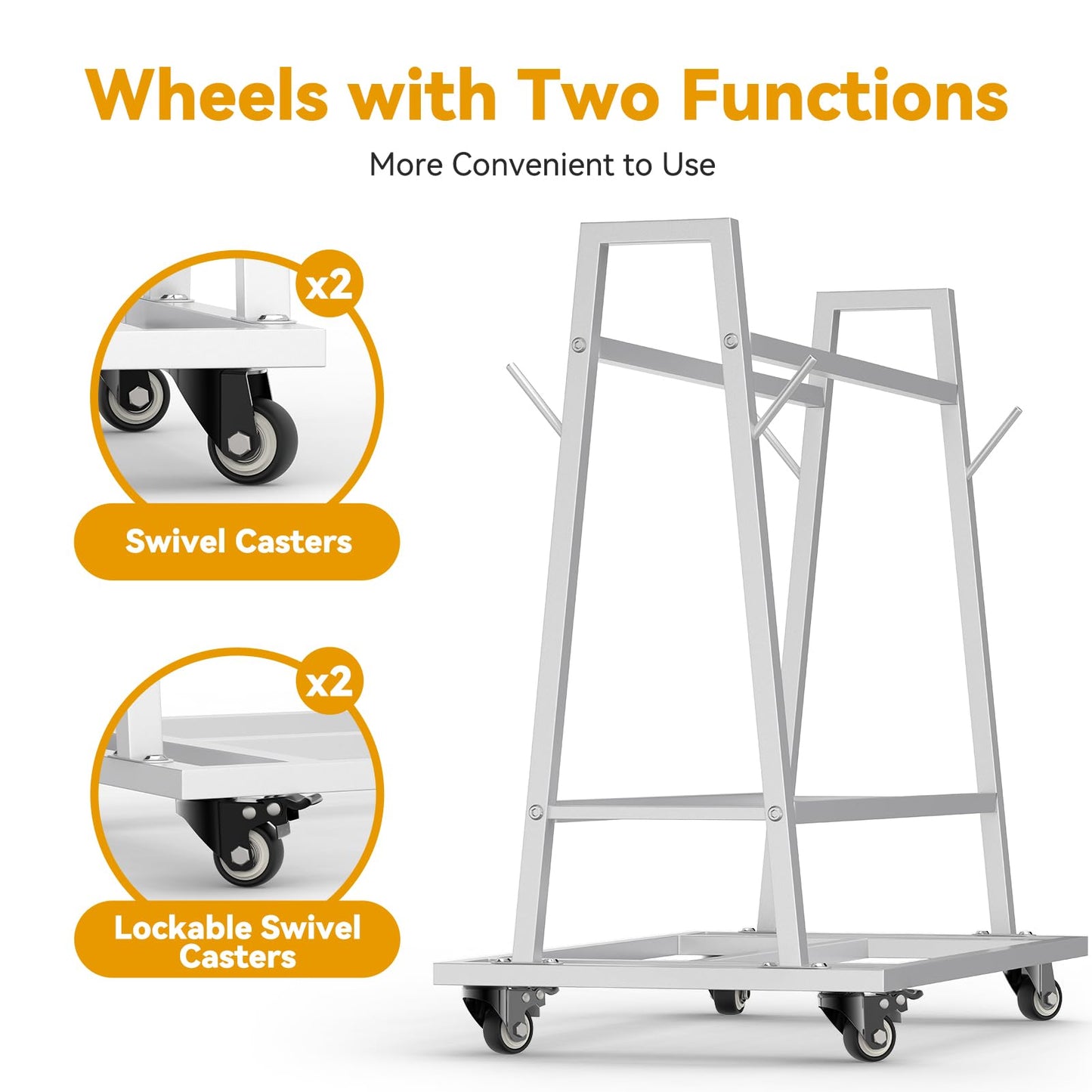 Wash Rack and Mat Transporter, Floor Mat Cart with Casters Commercial Floor Mat Rack with Four Short Rods 42“ L x 28” W x 40“ H