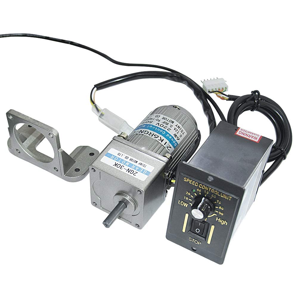 Bemonoc High Torque Electric 110V AC Gear Motor Variable Speed 50/60HZ 12RPM 6W 120K with AC Governor and Bracket Combo for Industry