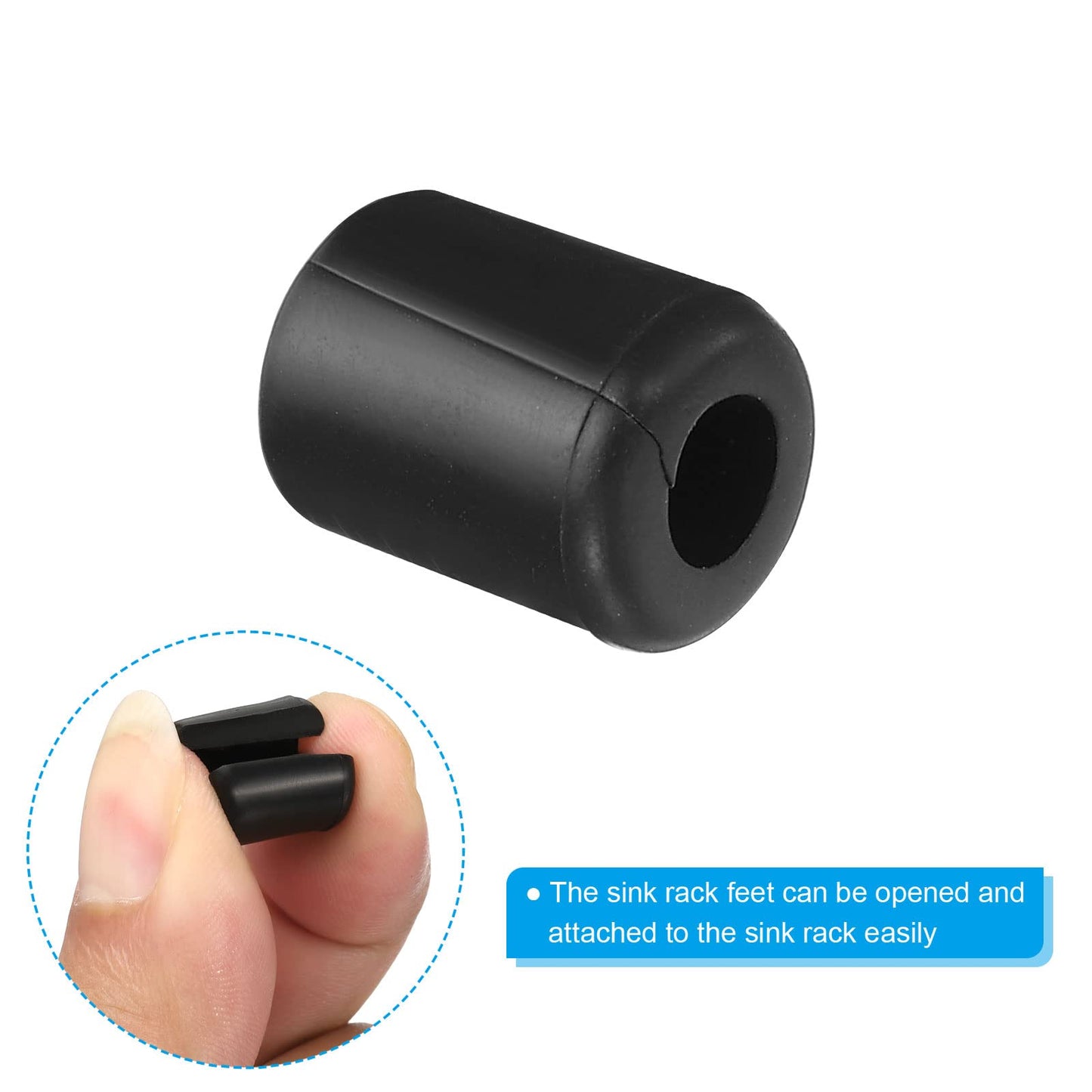 PATIKIL Kitchen Sink Rack Feet, 30 Pack 5mm ID x 10mm OD Plastic Sink Replacement Feet Wire Bumpers Protector for Protective Sink Grid, Black