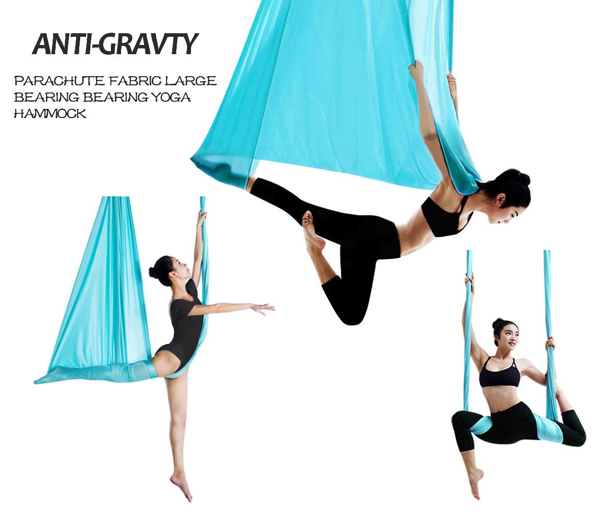 Aerial Yoga Hammock L:5M W:2.8M Aerial Pilates Silk Yoga Swing Set with 2000 Ibs Load Include Daisy Chain, Pose Guide