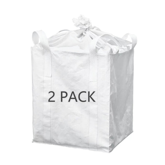 ChenGuang FIBC Bulk Bags, 2-Pack: 1-Ton (2,200-Pound) Heavy-Duty Super Bags, 35“ x 35” x 43" Woven Polypropylene Construction Waste Bags with 4 Lifting Eyelets and Duffle Top for Debris, Gravel,