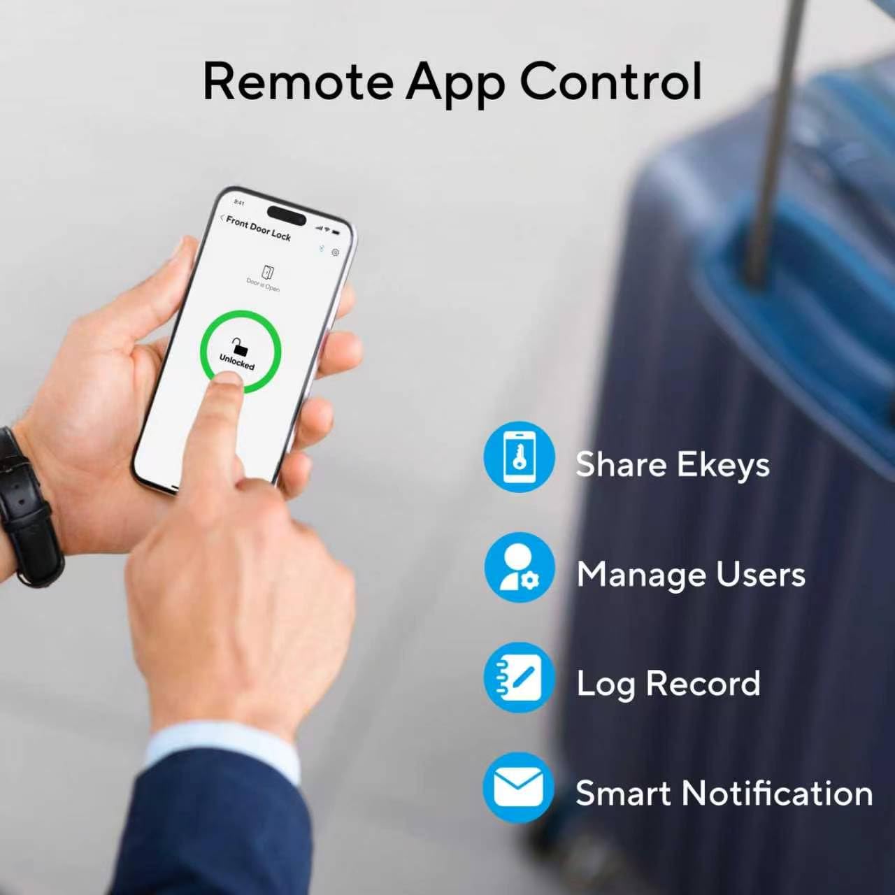 ULTRALOQ Latch 5 Built-in WiFi Smart Lock with NFC, 5-in-1 Keyless Entry Door Lock with Touch Digital Keypad, Smart Handle Lock, App Control, Black