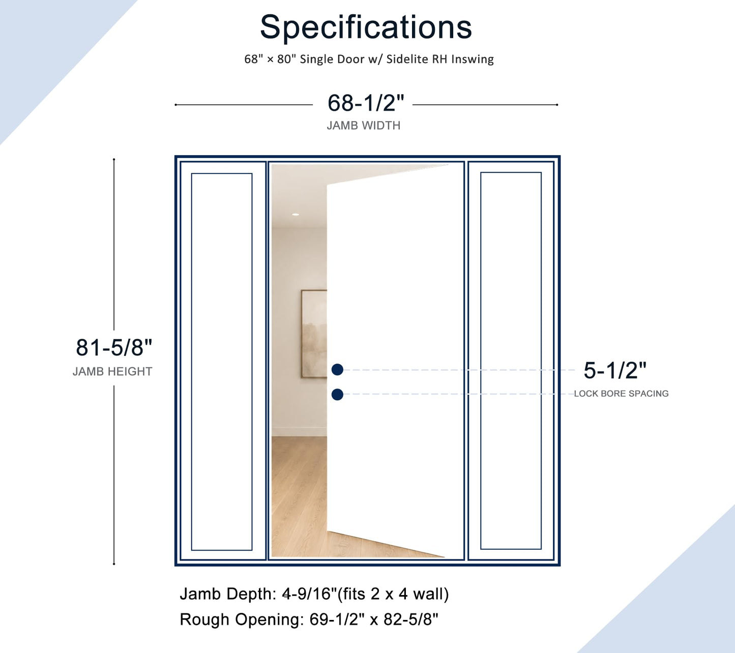 Front Entry Door with Sidelite, Fiberglass Entry Door with Sidelite, 68 x 80 Contemporary Onyx Stain Mahogany-Grain Front Door, 4-Lite Frosted Glass Design, Right-Hand Inswing-Dual 14 in. Sidelites