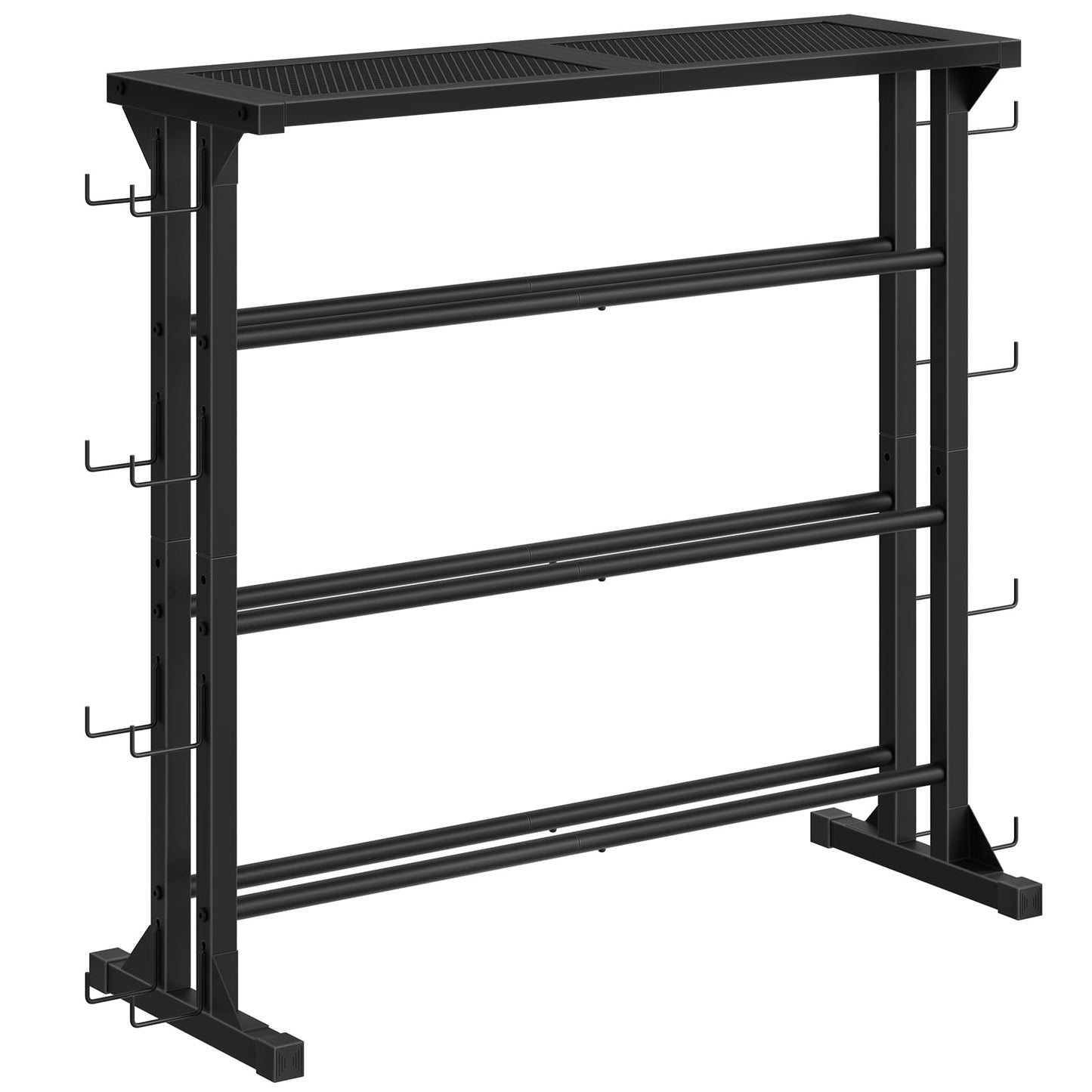 HOOBRO Dumbbell Rack - 4 Tiers Weight Rack for Home Gym, Heavy Duty Weight Storage Racks for Dumbells, Kettlebells, Barbells, Space-Saving Dumbbell Storage Stand Holder with Side Hooks, Black BK87CJ01N1