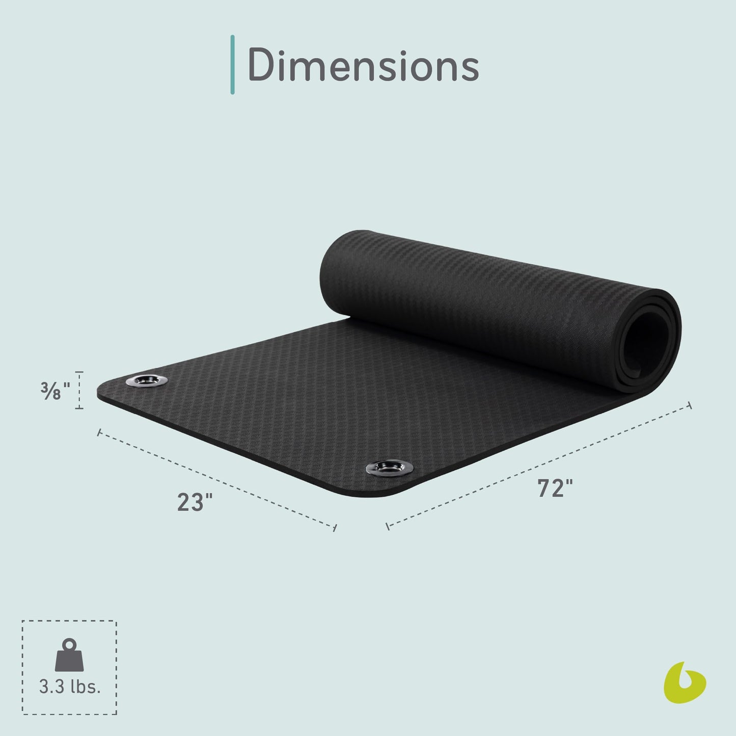 Balanced Body EcoWise Pilates Mat, Yoga and Pilates Equipment for Floor Exercise, Yoga Mat for Home Gym or Studio Use, Black