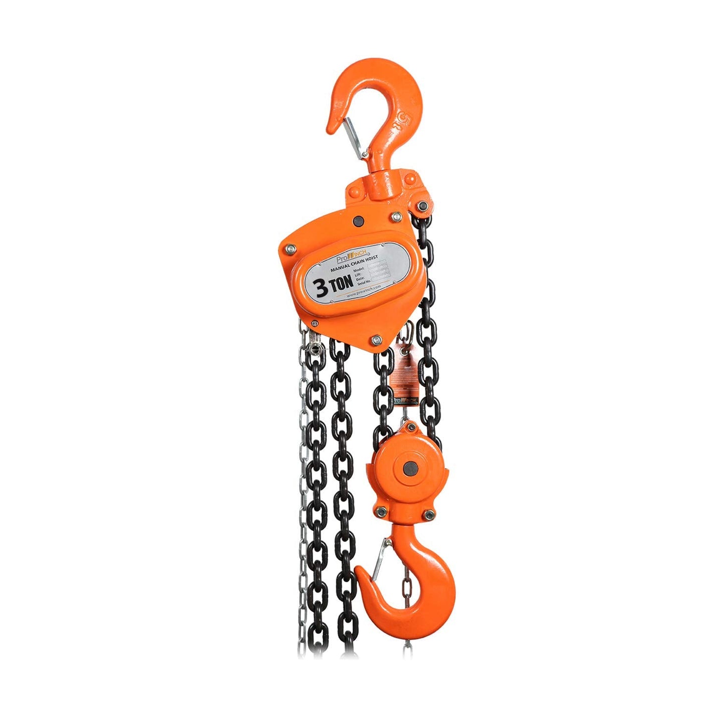 Prowinch 6600 lbs 3 Ton 30 ft Manual Chain Hoist Featuring Durable G80 Black Tempered Chain for Heavy-Duty Lifting and Rigging Applications in Industrial and Construction Environments